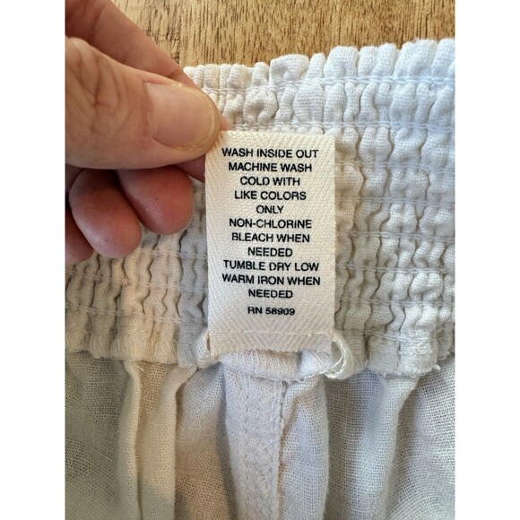 Westbound Women's Solid White Linen Pull On Cropped Pants Rolled Cuff Medium - Picture 4 of 11